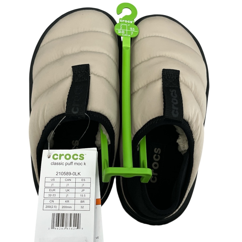 Crocs Classic Puff Moc Kids Youth Medium Moth Multi Slip On Size 1 NEW WITH TAG